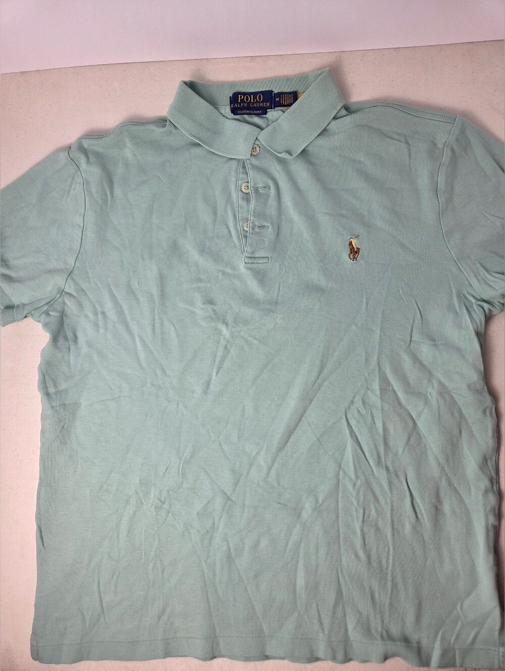 Polo Ralph Lauren Mens Medium Mint Green Short Sleeve Classic Fit Shirt